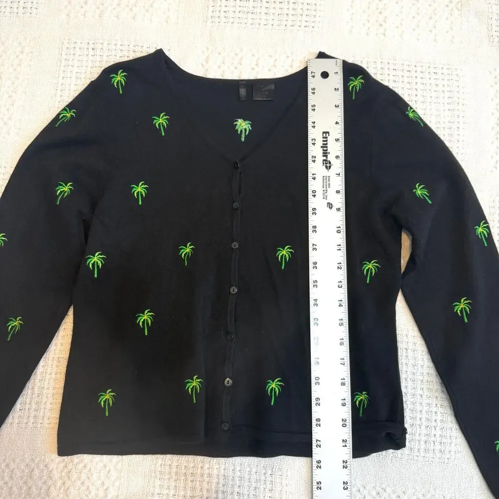 Etoile large embroidered palm tree cardigan sweater top SP 2758